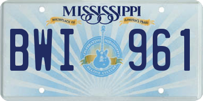 MS license plate BWI961