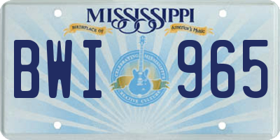 MS license plate BWI965