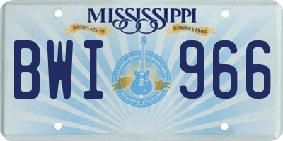 MS license plate BWI966