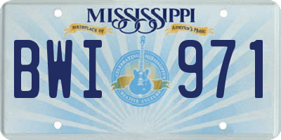 MS license plate BWI971