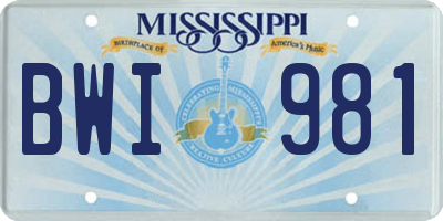 MS license plate BWI981
