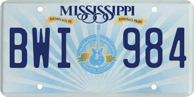 MS license plate BWI984