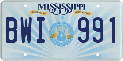 MS license plate BWI991