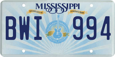 MS license plate BWI994