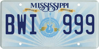 MS license plate BWI999