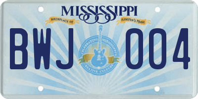 MS license plate BWJ004