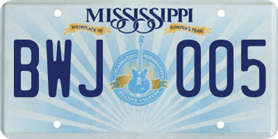 MS license plate BWJ005