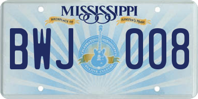 MS license plate BWJ008