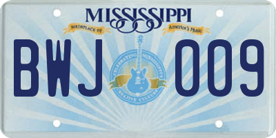 MS license plate BWJ009