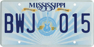 MS license plate BWJ015