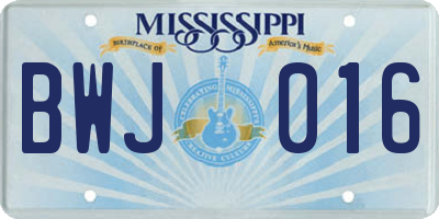 MS license plate BWJ016
