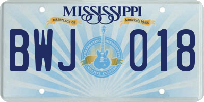 MS license plate BWJ018