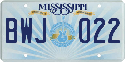 MS license plate BWJ022