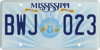 MS license plate BWJ023