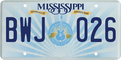 MS license plate BWJ026