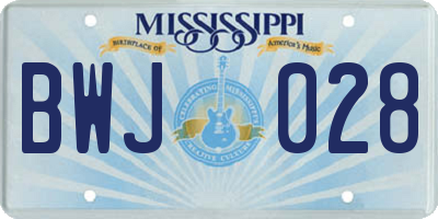 MS license plate BWJ028