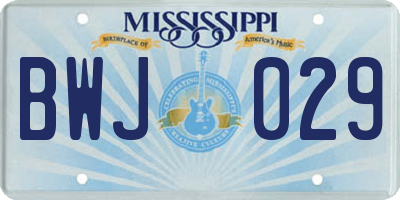 MS license plate BWJ029