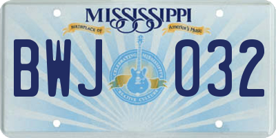 MS license plate BWJ032