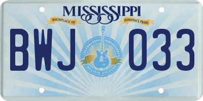 MS license plate BWJ033