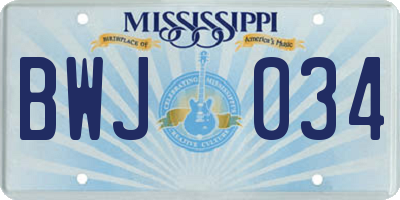 MS license plate BWJ034