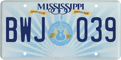 MS license plate BWJ039