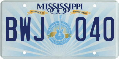 MS license plate BWJ040
