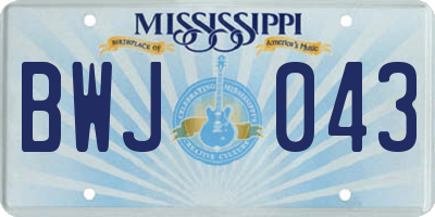 MS license plate BWJ043
