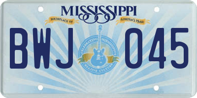 MS license plate BWJ045