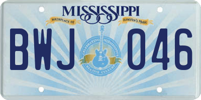 MS license plate BWJ046