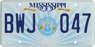 MS license plate BWJ047