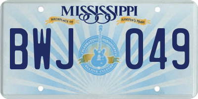 MS license plate BWJ049