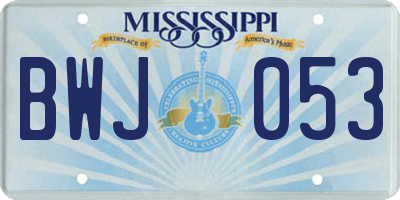 MS license plate BWJ053