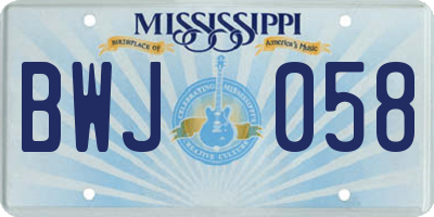 MS license plate BWJ058