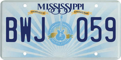 MS license plate BWJ059