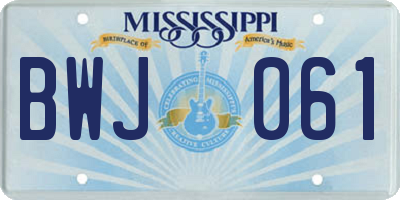 MS license plate BWJ061