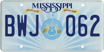 MS license plate BWJ062