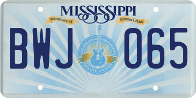 MS license plate BWJ065