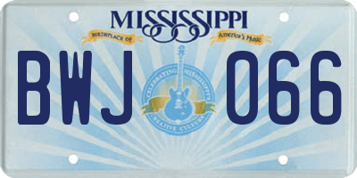 MS license plate BWJ066
