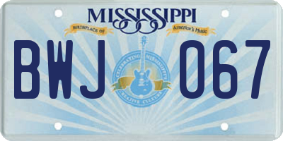 MS license plate BWJ067