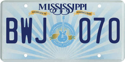 MS license plate BWJ070