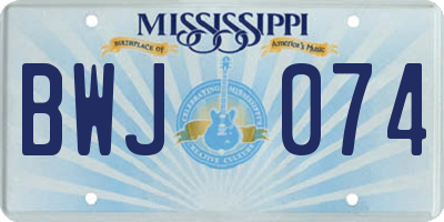 MS license plate BWJ074