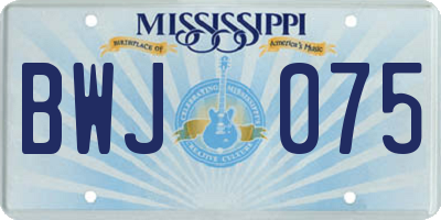 MS license plate BWJ075