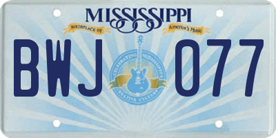 MS license plate BWJ077