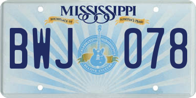 MS license plate BWJ078