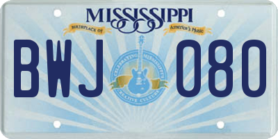 MS license plate BWJ080