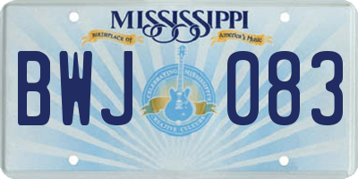 MS license plate BWJ083