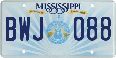MS license plate BWJ088