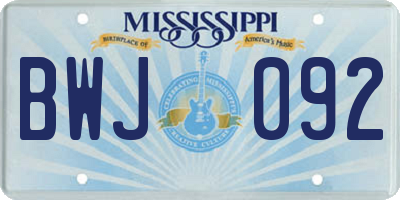 MS license plate BWJ092