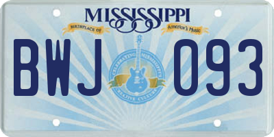 MS license plate BWJ093