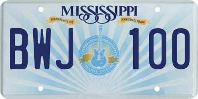 MS license plate BWJ100